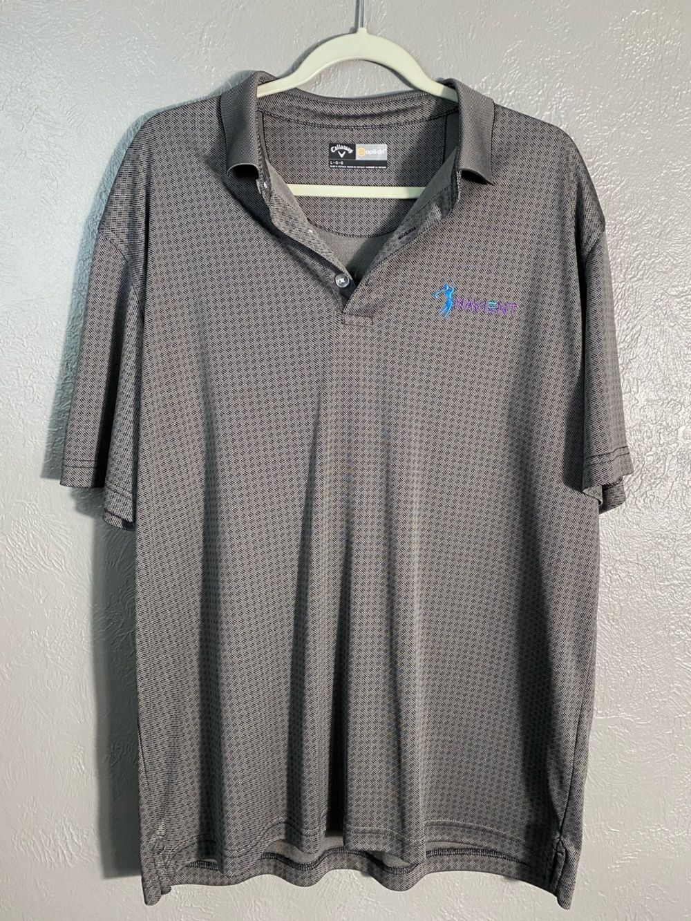 Callaway Men's Opti-Dri Golf Polo L Gray Performance Shirt Navient Golf Logo